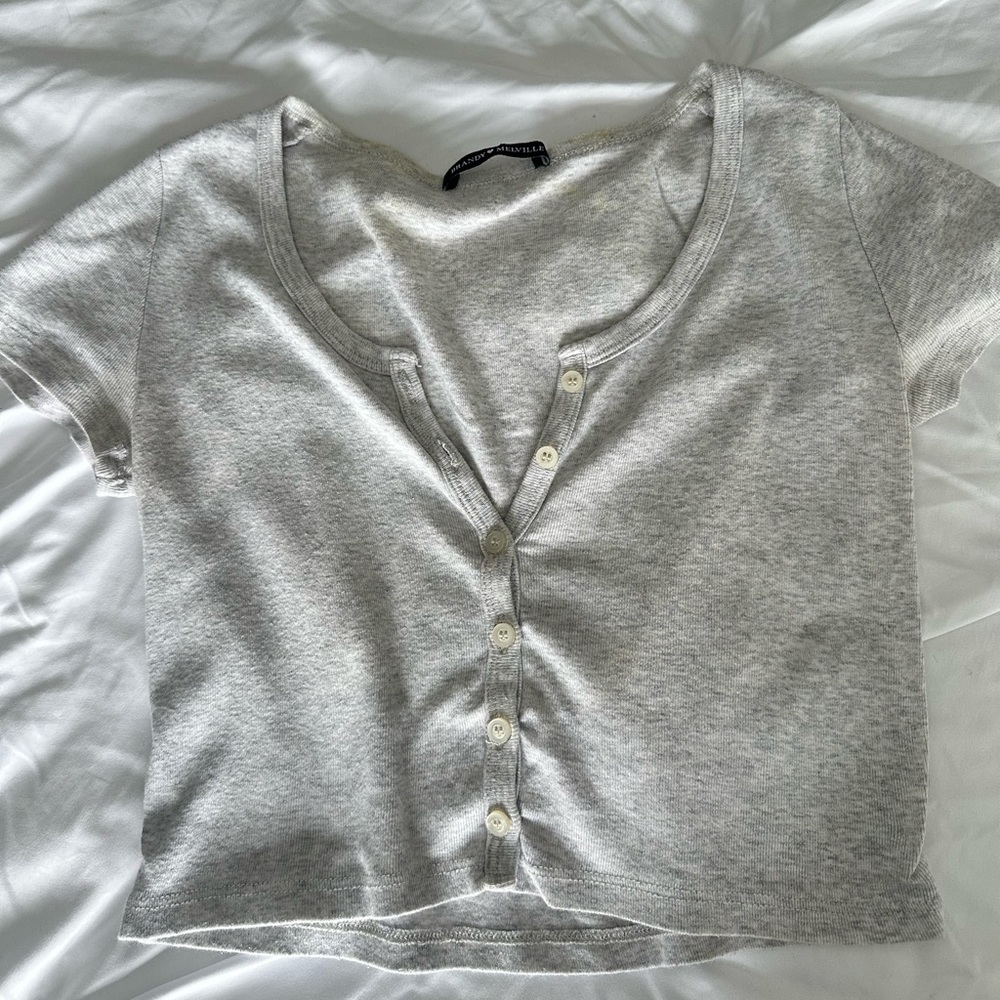 Brandy Melville Short Sleeve Button Up Top